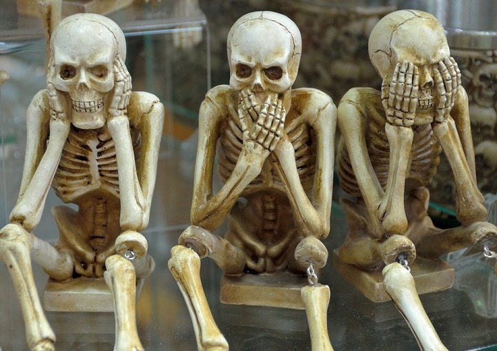 skeletons, hear speak see no evil