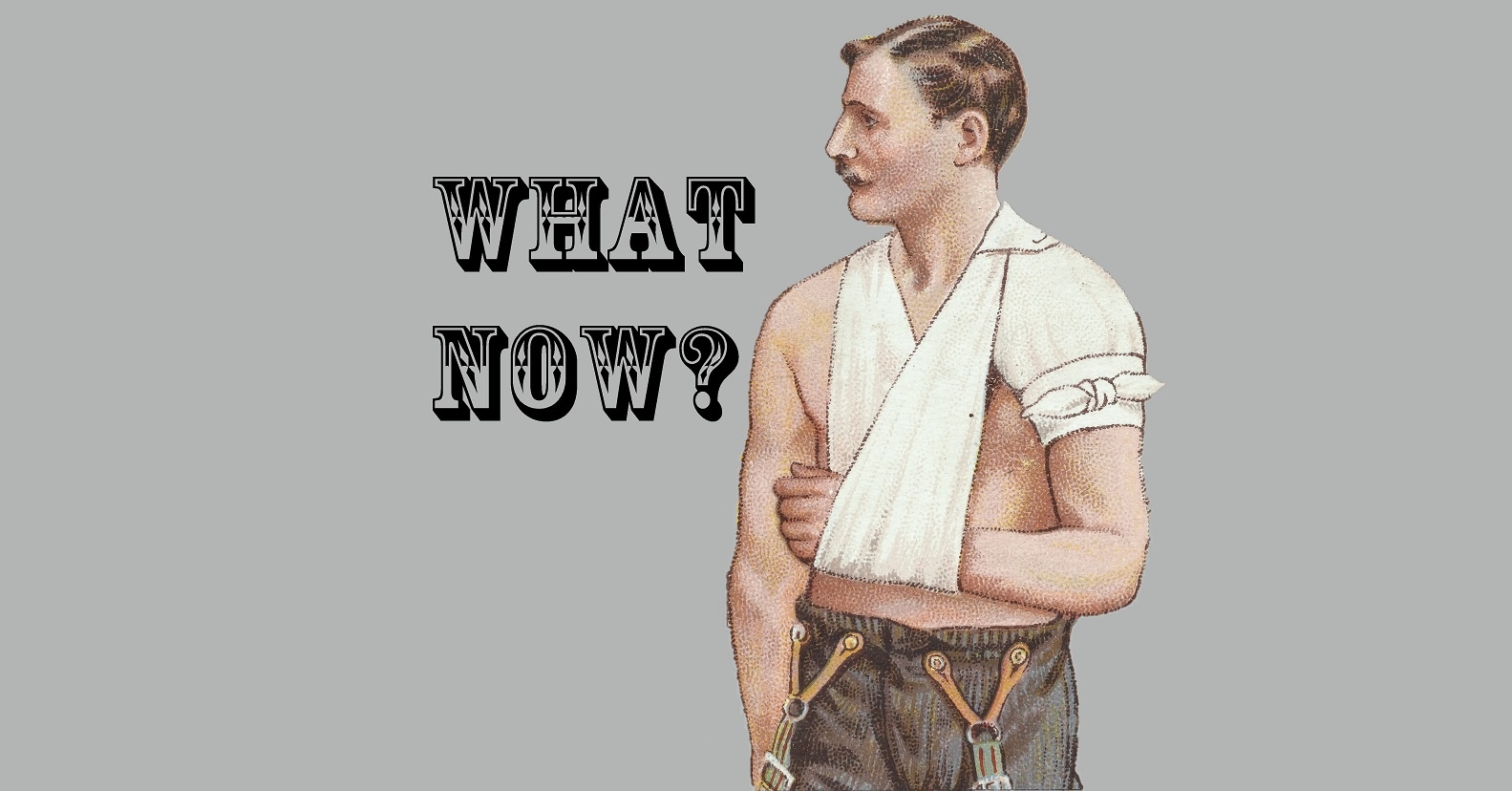 vintage man in sling, frozen shoulder